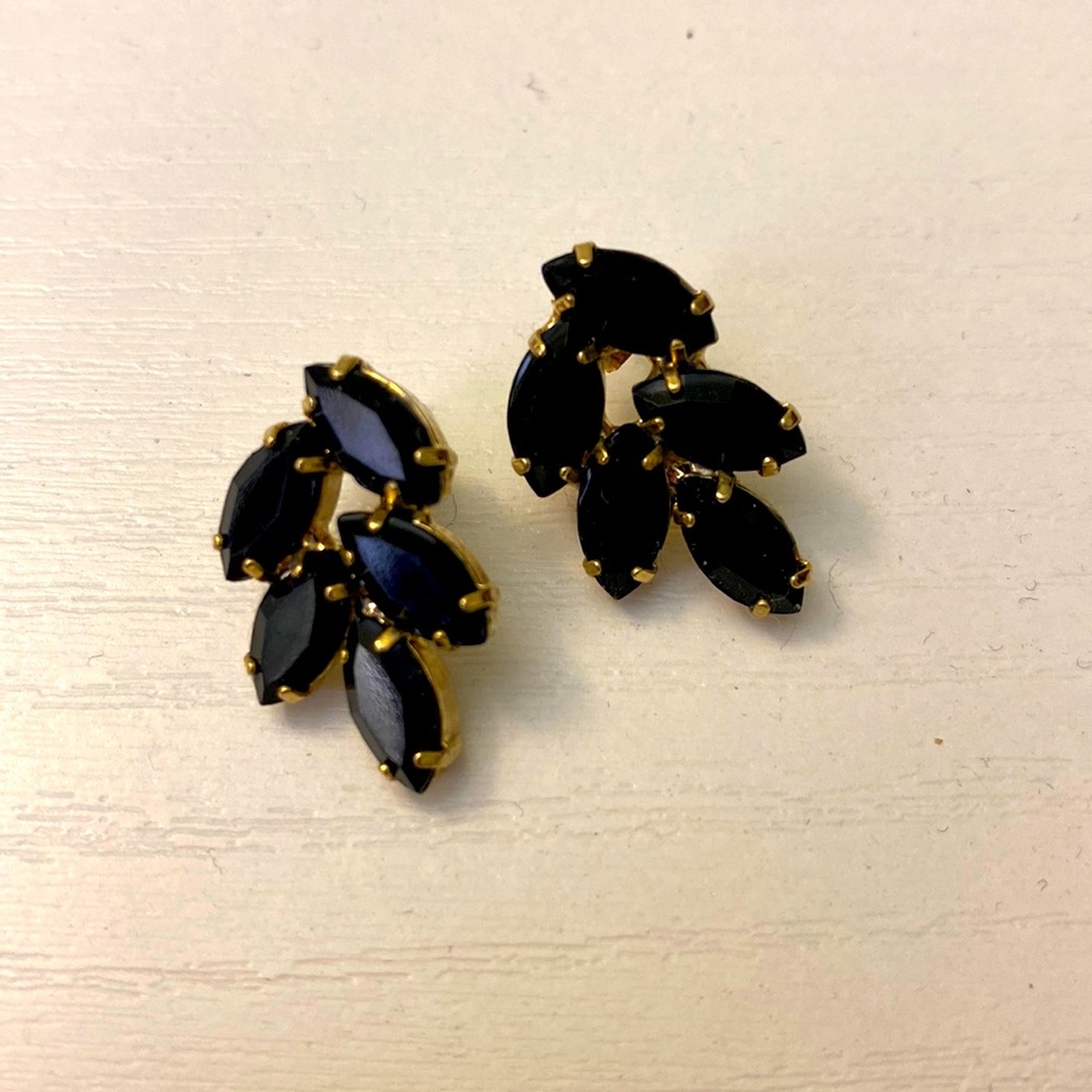 Black onyx gemstone statement earrings